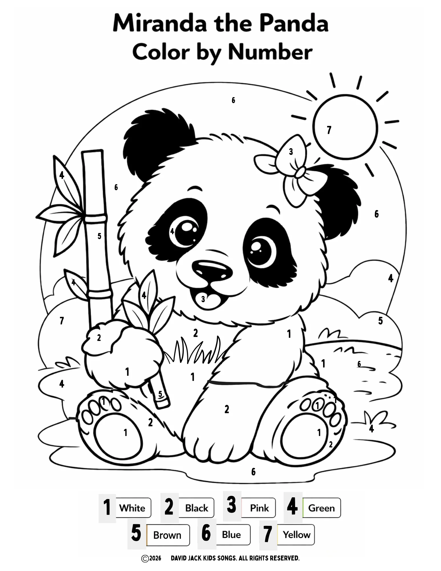 Miranda the Panda Color-by-Number Printable