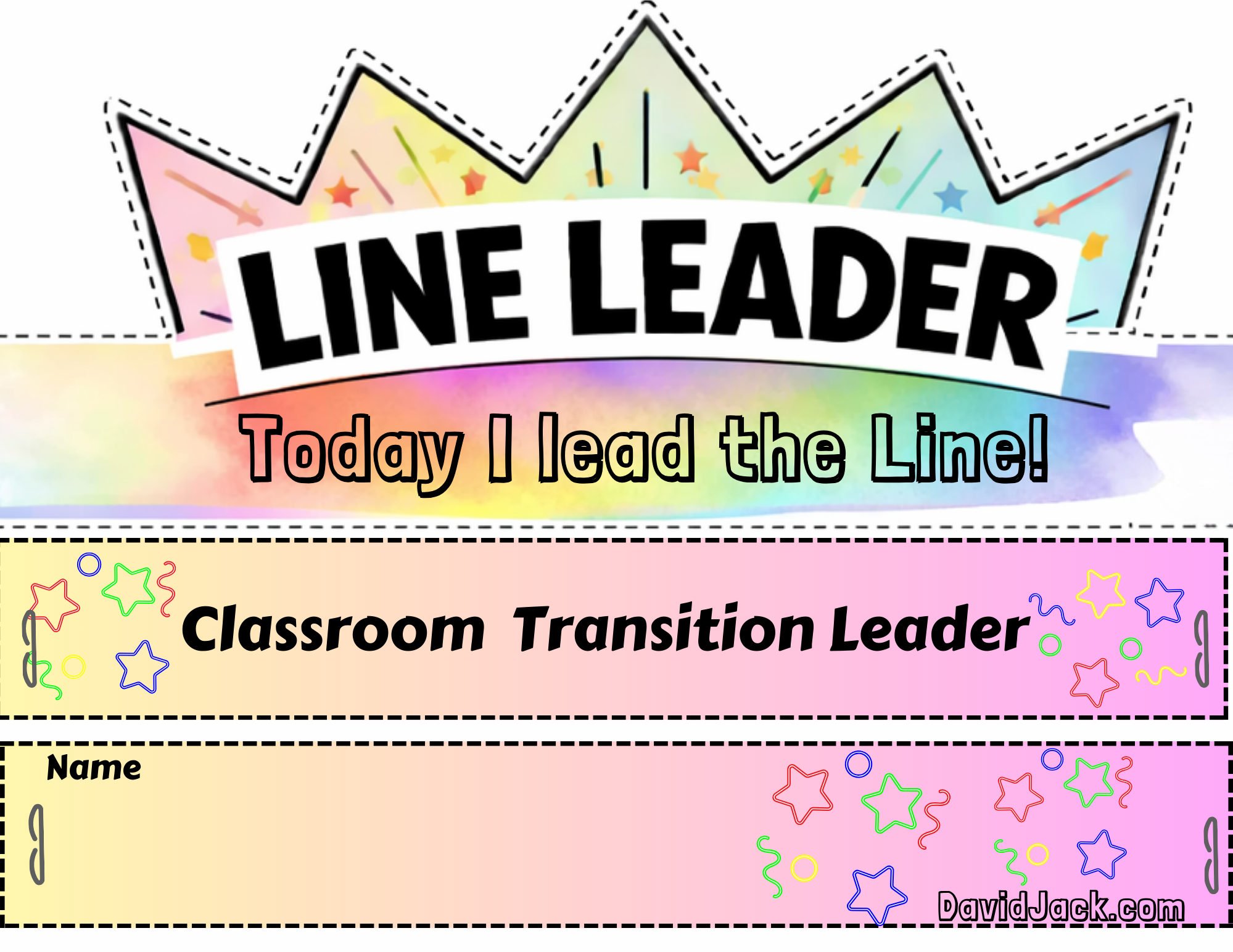 Line Leader crown printable for classroom transitions (color)